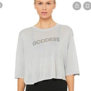 Alo Yoga Grey Verve Short Sleeve Tee Goddess NWT